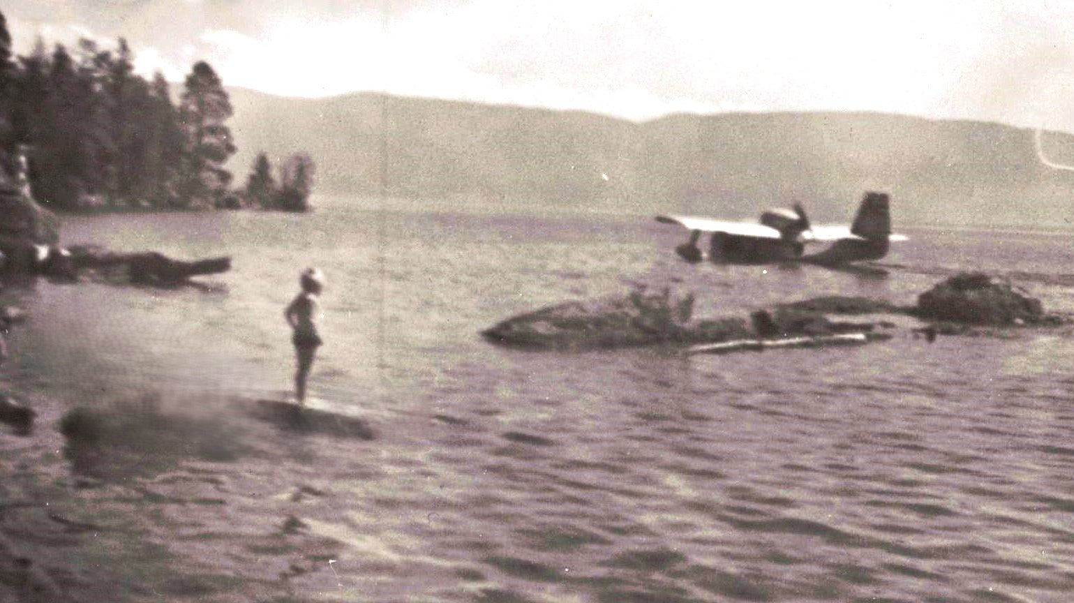 The mystery plane!  Campers and staff were surprised by this visitor one day in the 1940s. There is no record of who flew in that day. 