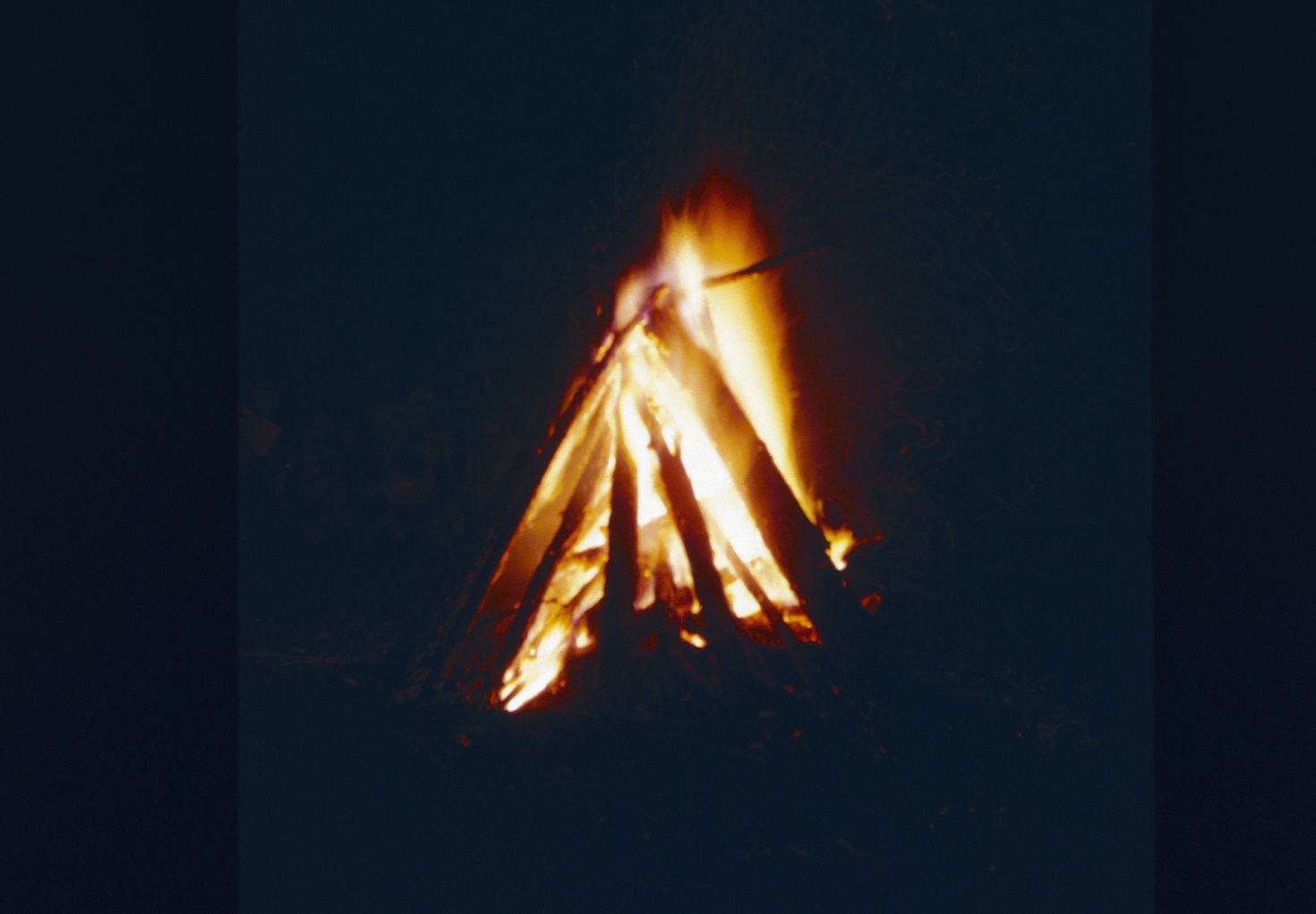 Campfire by the lake in 1946