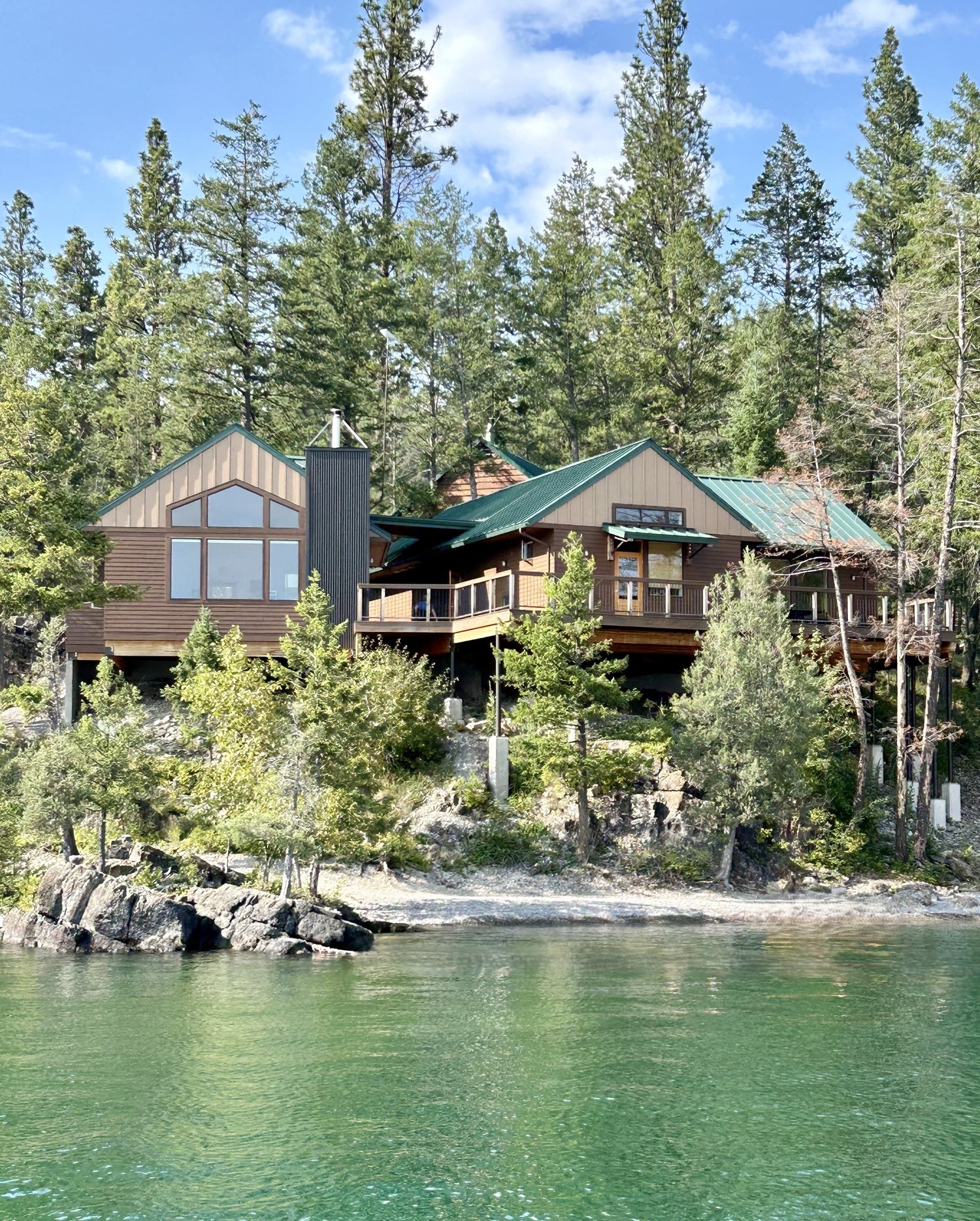 The Lakeview Cabin Complex was built for youth and adults with mobility challenges. It overlooks the lake with a panoramic view south to the Mission Mountains.